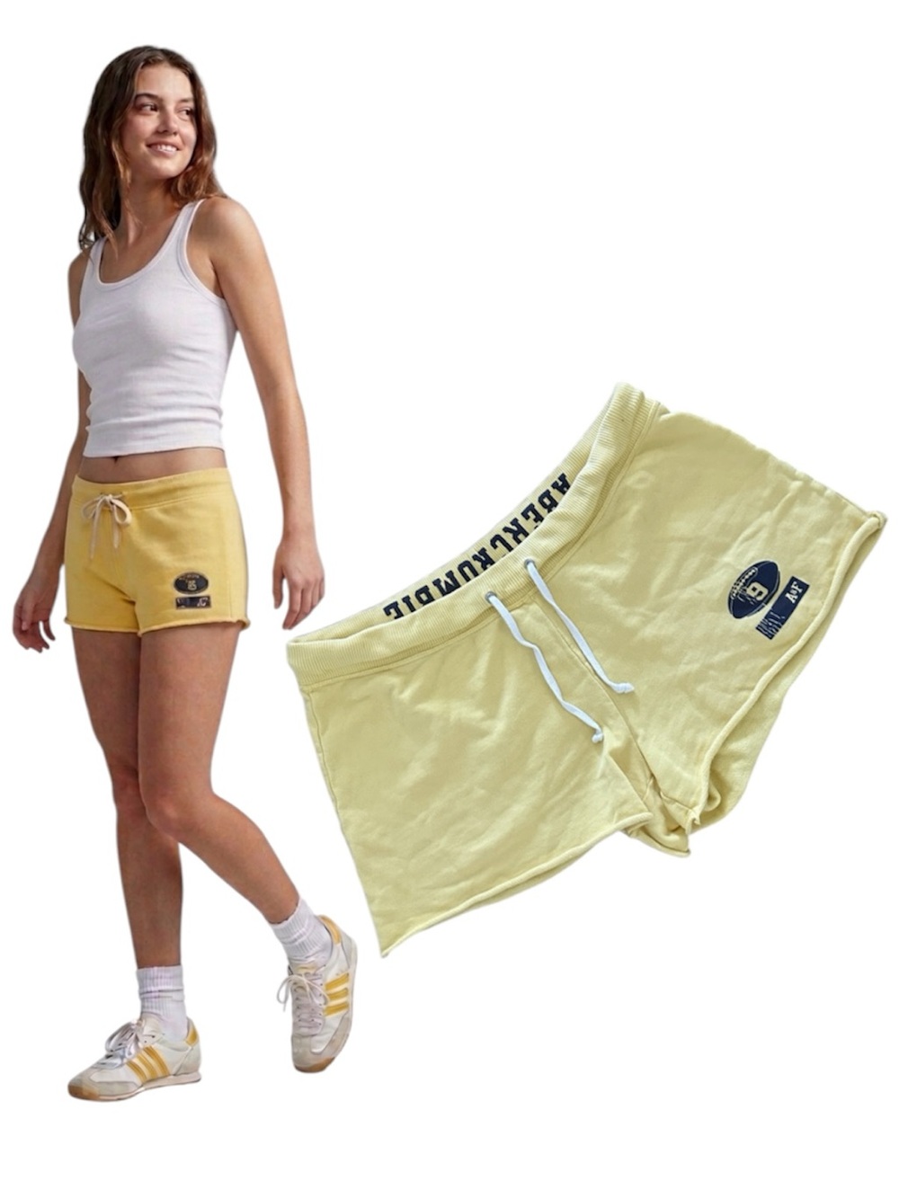 ABERCROMBIE & FITCH Vintage Y2K 100% Cotton Mini Shorts Varsity Football Logo XS